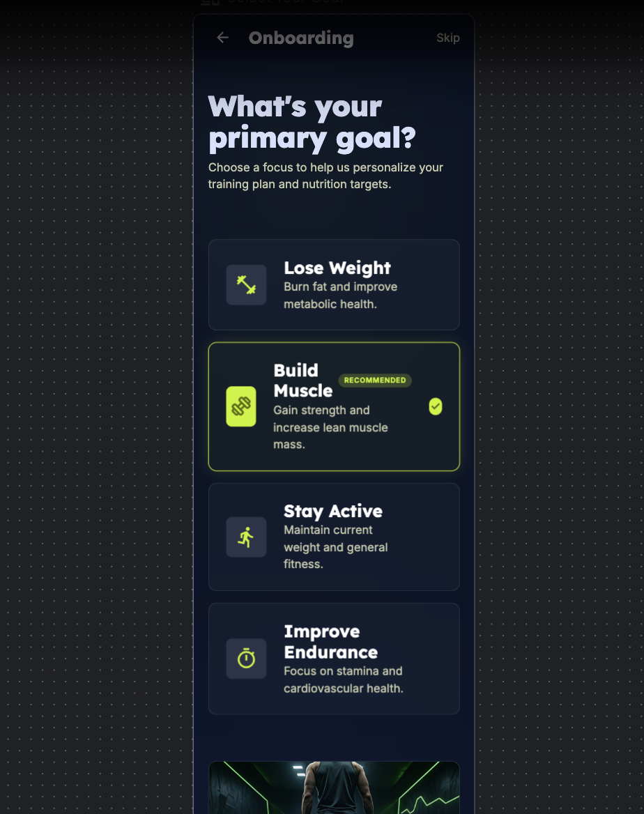 Mobile fitness onboarding sample